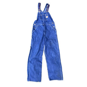 Vintage Carhartt Denim Overalls Mens ?? Blue USA Made Bibs Workwear ‘90s